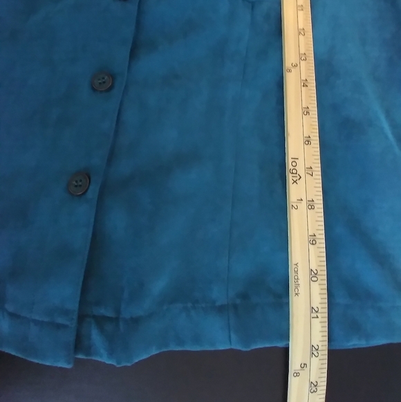 New Frontier Teal Suede Womens Shirt Jacket Size XL Western Boho Aztec Office - Picture 4 of 7